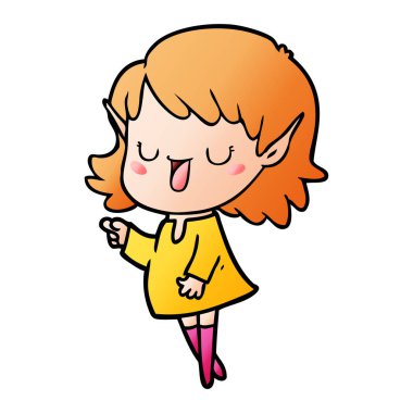 vektör çizim karikatür elf kızı