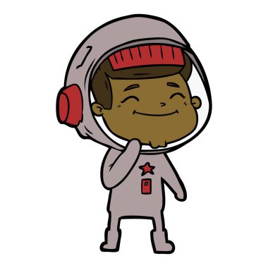 mutlu karikatür astronot vektör çizim