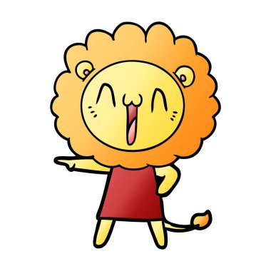 mutlu karikatür aslan vektör çizim