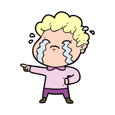 vektör çizim karikatür adam ağlıyor