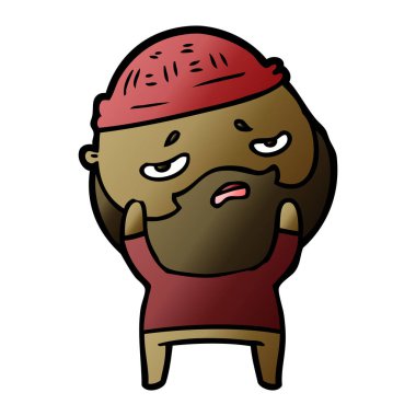 Sakallı endişeli adam çizgi film