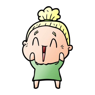 karikatür mutlu yaşlı kadın