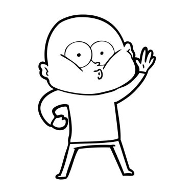 karikatür kel adam bakıyor