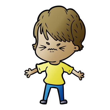 Çizgi filmdeki kadının vektör çizimi