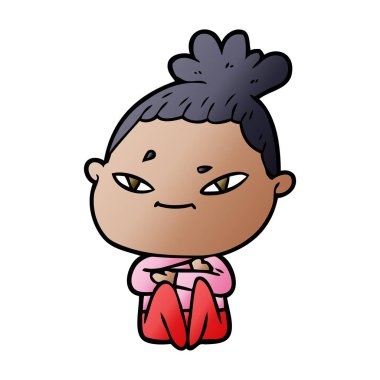 Çizgi filmdeki kadının vektör çizimi