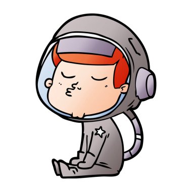 vektör çizim karikatür emin astronot
