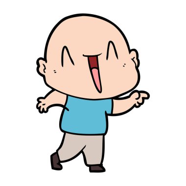 mutlu karikatür kel adam