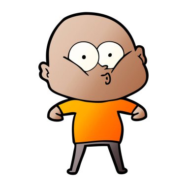 karikatür kel adam bakıyor