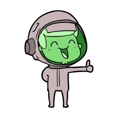 mutlu karikatür astronot vektör çizim