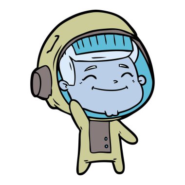 mutlu karikatür astronot vektör çizim