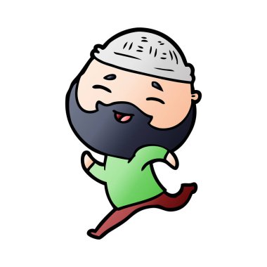 Çizgi film mutlu sakallı adam