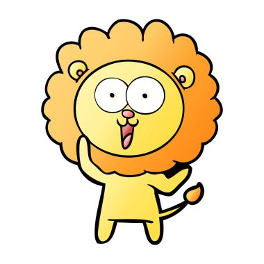 mutlu karikatür aslan vektör çizim