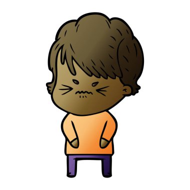 Çizgi filmdeki kadının vektör çizimi