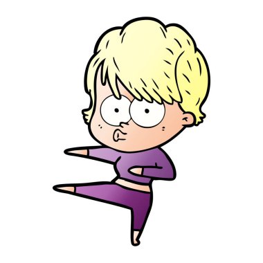 Çizgi filmdeki kadının vektör çizimi