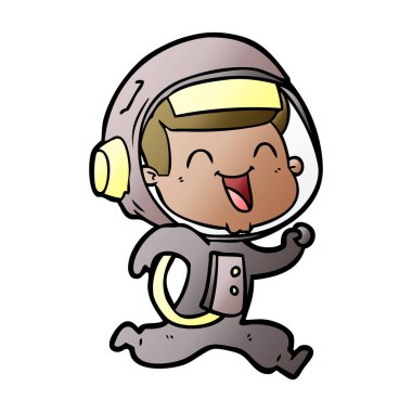 mutlu karikatür astronot vektör çizim