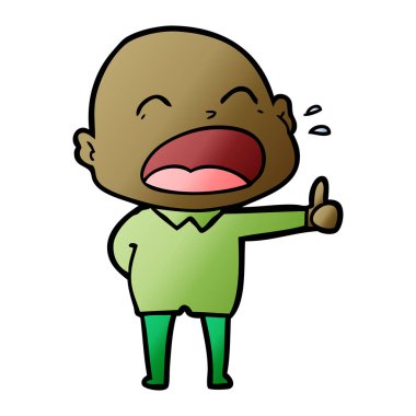 karikatür bağırarak kel adam