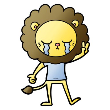 vektör çizim karikatür aslan ağlama