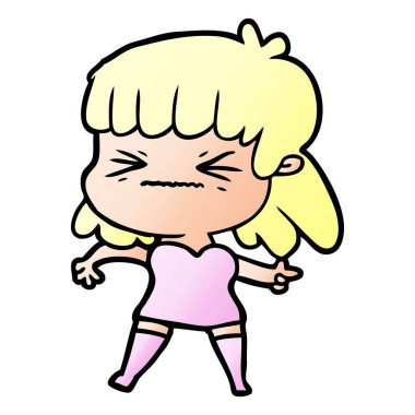 Çizgi filmdeki kadının vektör çizimi