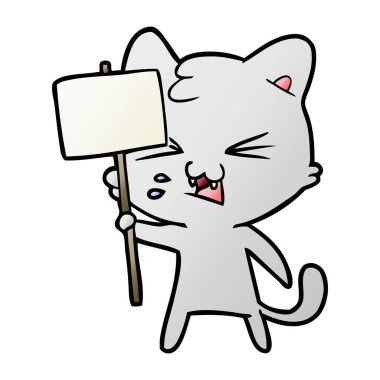 vektör çizim karikatür kedi tıslama