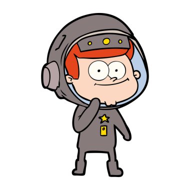 mutlu astronot karikatür vektör çizim