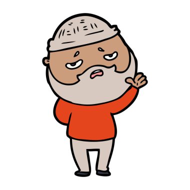 Sakallı endişeli adam çizgi film