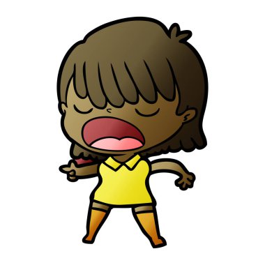 yüksek sesle konuşuyor karikatür kadın