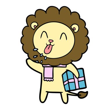 mutlu karikatür aslan vektör çizim