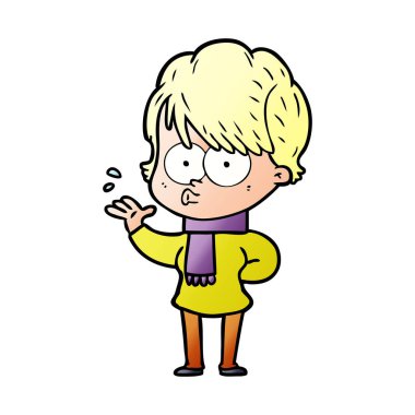 Çizgi filmdeki kadının vektör çizimi