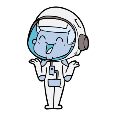 mutlu karikatür astronot vektör çizim