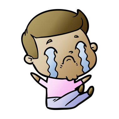 vektör çizim karikatür adam ağlıyor