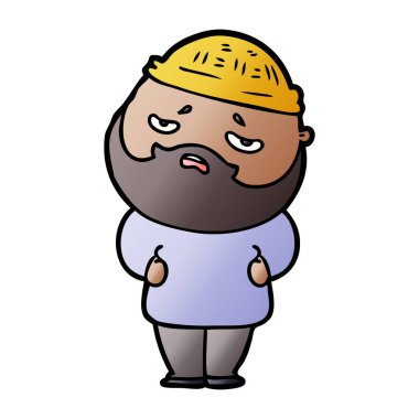 Sakallı endişeli adam çizgi film