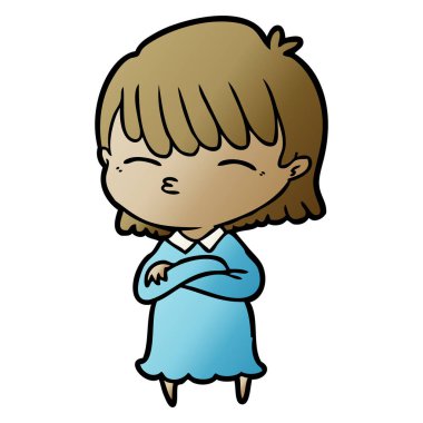 Çizgi filmdeki kadının vektör çizimi