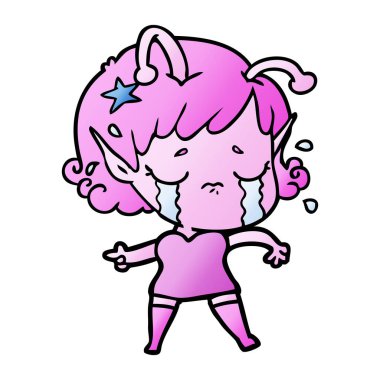 ağlayan uzaylı kız çizgi film