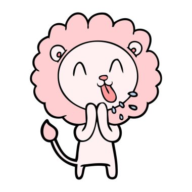 mutlu karikatür aslan vektör çizim