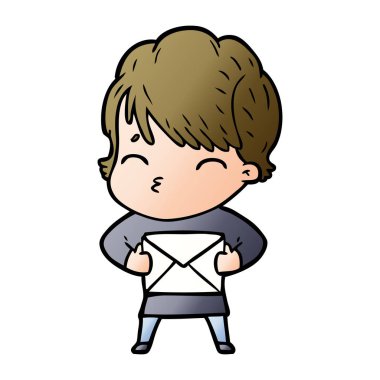 vektör çizim karikatür kadın düşünme