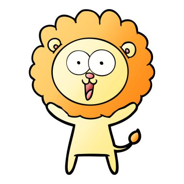 mutlu karikatür aslan vektör çizim