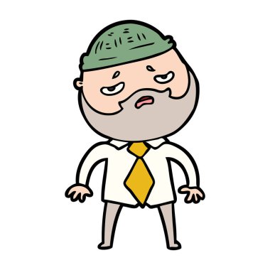 Sakallı endişeli adam çizgi film