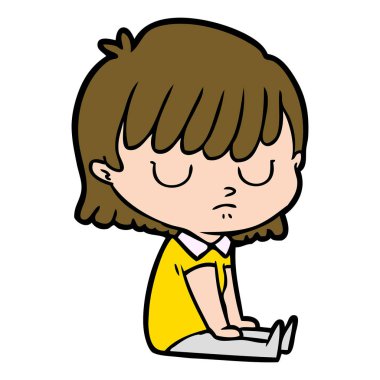 Çizgi filmdeki kadının vektör çizimi