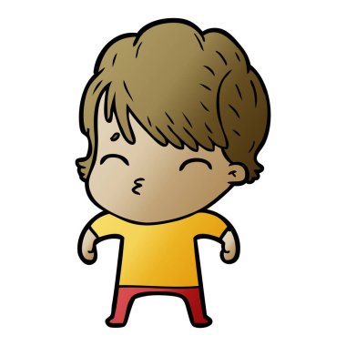 vektör çizim karikatür kadın düşünme