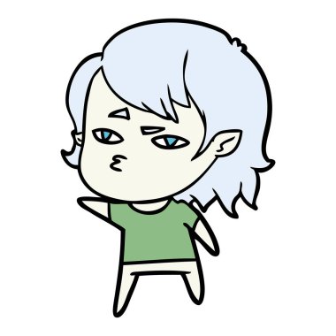 Çizgi filmdeki vampir kızın vektör çizimi