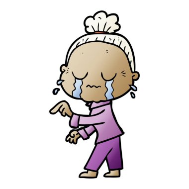 çizgi film ağlayan yaşlı kadın