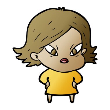 vektör çizim karikatür kadın vurguladı