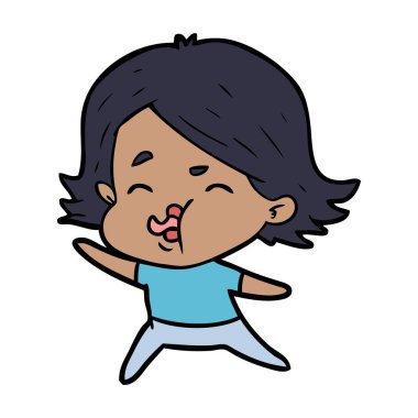 çizgi film kız yüz çekerek