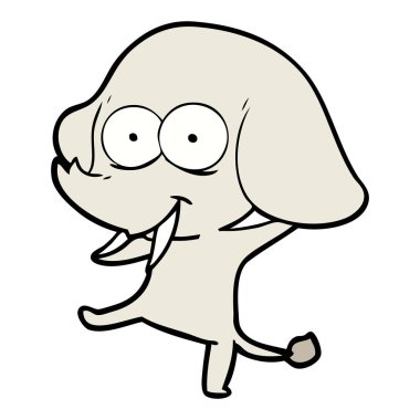 mutlu çizgi film fil vektör çizim