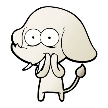 mutlu çizgi film fil vektör çizim