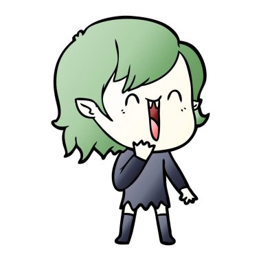 sevimli çizgi mutlu vampir kız