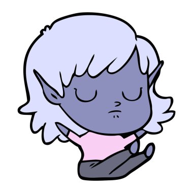 vektör çizim karikatür elf kızı