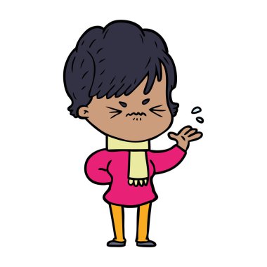 Çizgi filmdeki kadının vektör çizimi