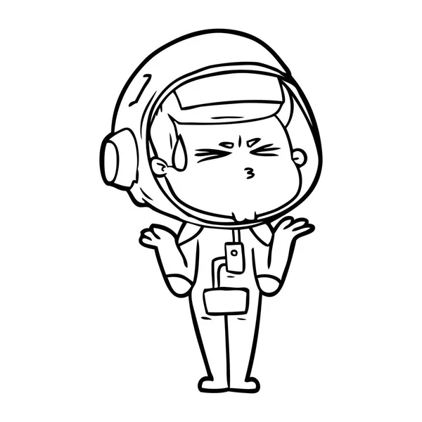 Ilustração Vetorial Dos Desenhos Animados Astronauta Estressado — Vetor de Stock