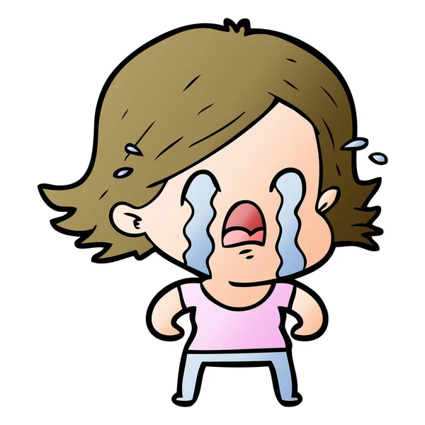 Vector Illustration Cartoon Woman Crying — Stock Vector
